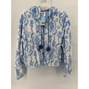 The Grinch XmasFleece Zip Up Hoodie Jacket Womens XXL Blue White Character Print